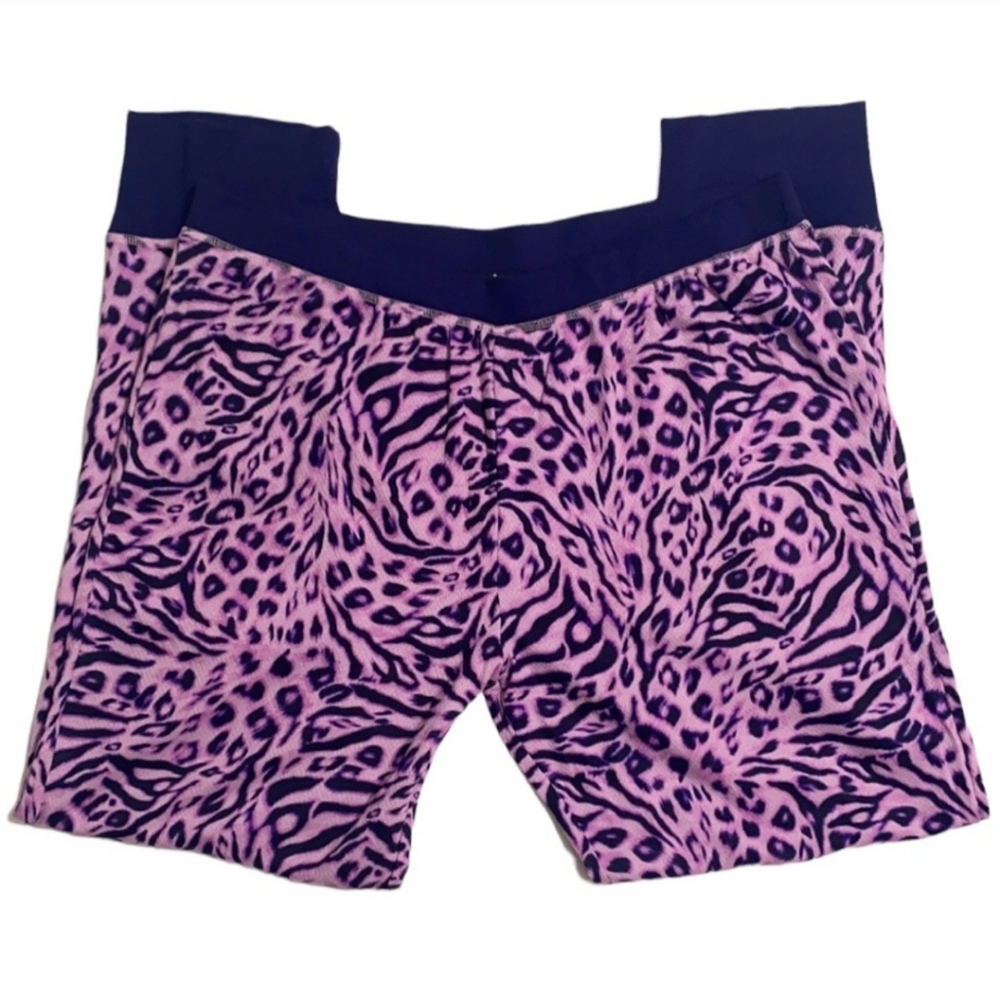 Juicy Couture Black Label Sleep Navy & Pink Cheetah Print Pajama Bottoms Size L